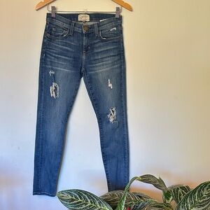 Current/Elliott Distressed Blue Skinny Jeans